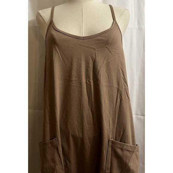 Women’s Maternity Baggy One Piece Romper Oversized Spaghetti Strap Short Brown S - Picture 3 of 12